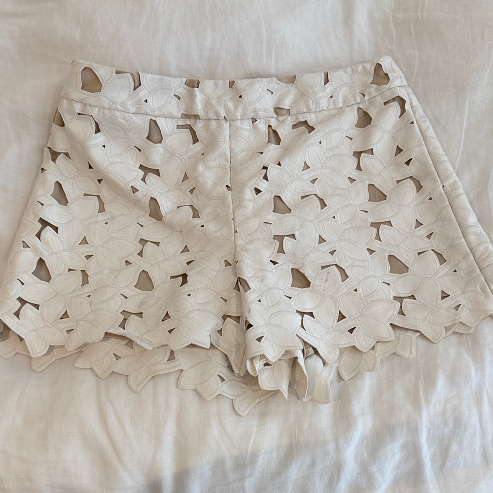 Alice + Olivia Cream High Waist Shorts